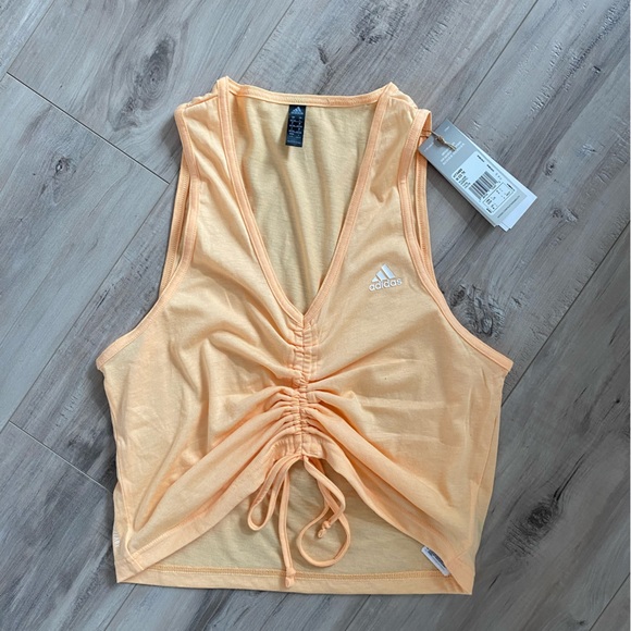 Adidas Yellow Ribbed Cropped Top - Picture 1 of 4